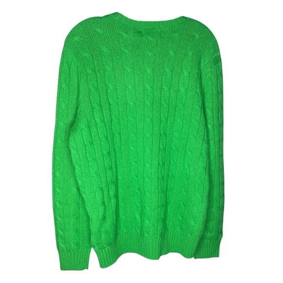 Polo Ralph Lauren Iconic  Cable Knit Green Cashmere Sweater Mens Size Large $498 - Picture 2 of 12